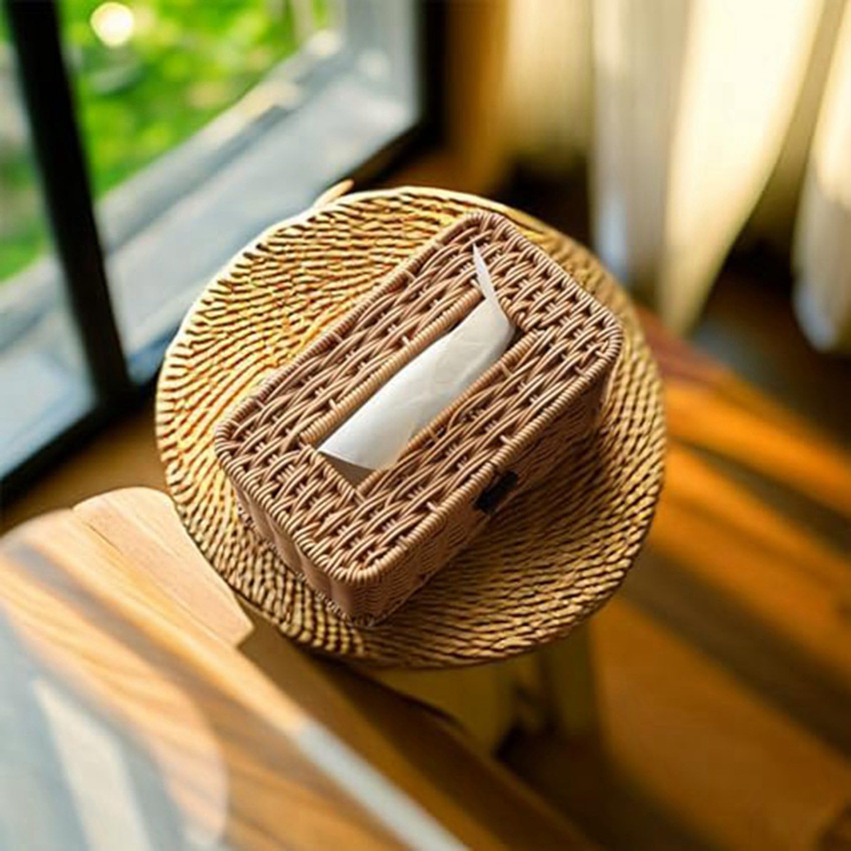Juego de 3 fundas para caja de pañuelos de ratán, decoración de