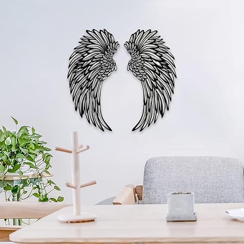 Miniatura 6 de Shakven Decoración de pared de alas de ángel de metal, gran decoración de pared de metal, escultura de pared, arte de alas para interiores y