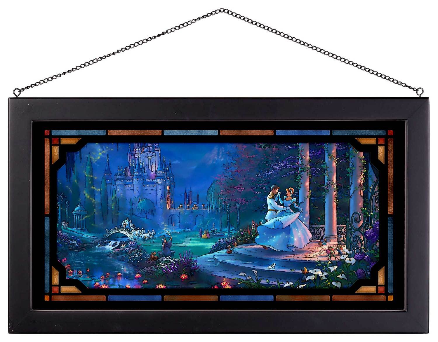 Thomas Kinkade Studios Cinderella Dancing In The Starlight 13″ x 23″ Framed Glass Art