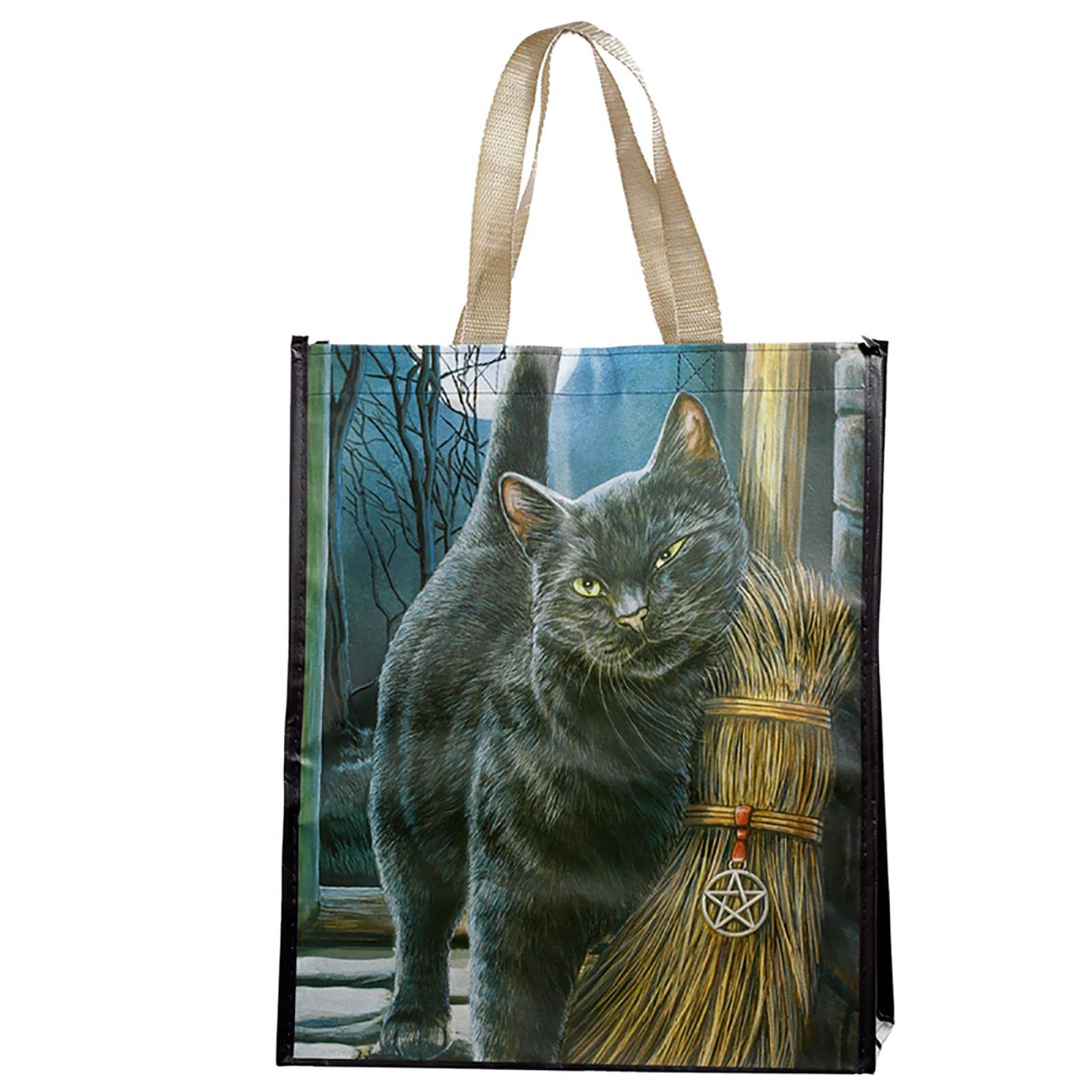 Puckator Lisa Parker A Brush with Magick Cats Big Foldaway Reusable Shopping Bag - Shoulder Bags - Handbags for Women - Canvas Tote Bags for Women - Hand Bag - Large Ladies Bags - Aesthetic Stuff