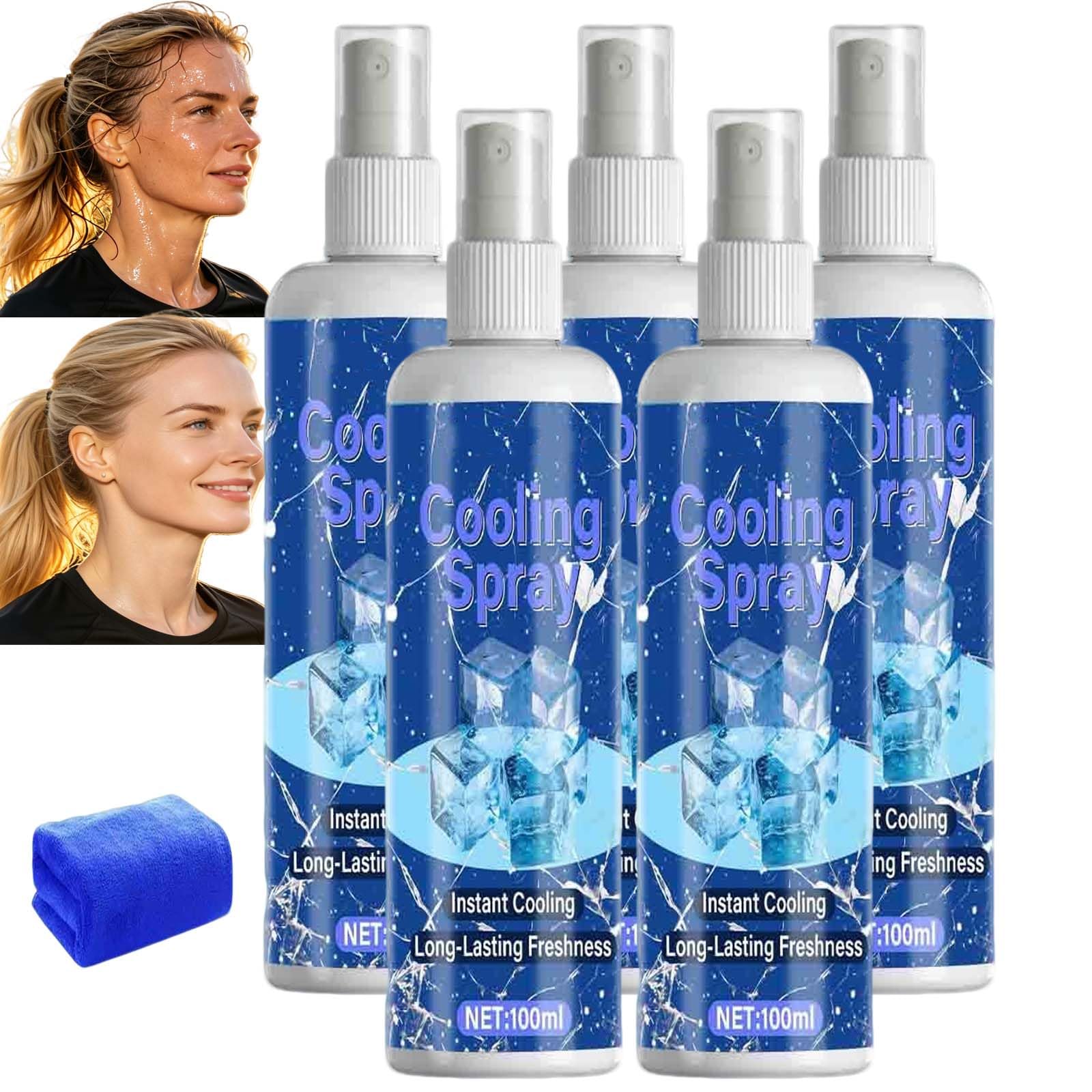 Spray rinfrescante per tempo caldo, nebbia rinfrescante portatile a lunga durata, nebbia rinfrescante/hissing istantaneamente il corpo, spray rinfrescato/sant leggero e non appiccicoso (5 pezzi)