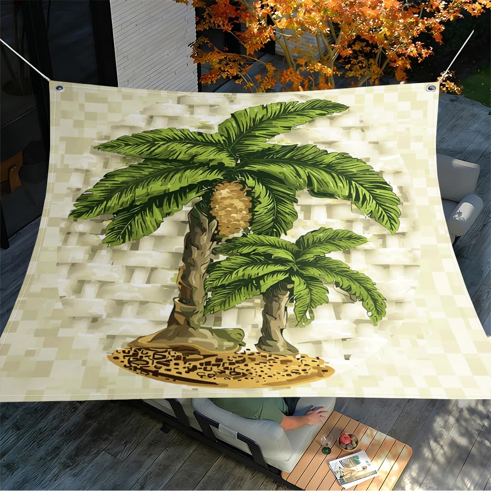 Voile d'ombrage rectangulaire Morbuy 2x3m imperméable avec motif palmier hawaïen pour extérieur