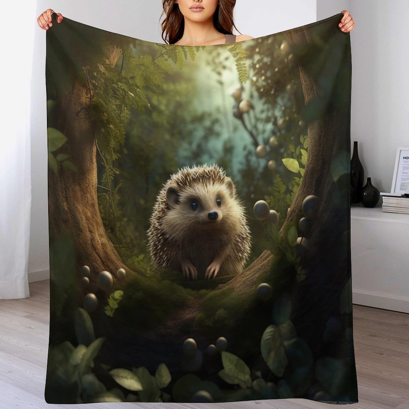 Couverture polaire hérisson en flannel premium, jeté de lit en peluche douce 130x150cm