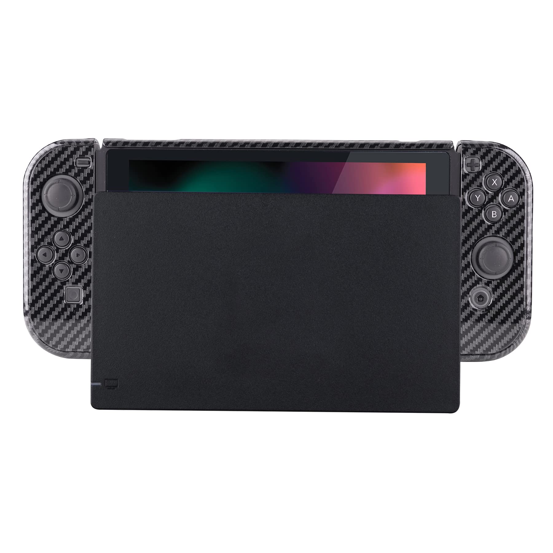 eXtremeRate PlayVital Custodia Protettiva per Nintendo Switch Joycon Console Cover Copertura Rigida Case Separabile per NS Switch Controller Console(Fibra di Carbonio Grafite)