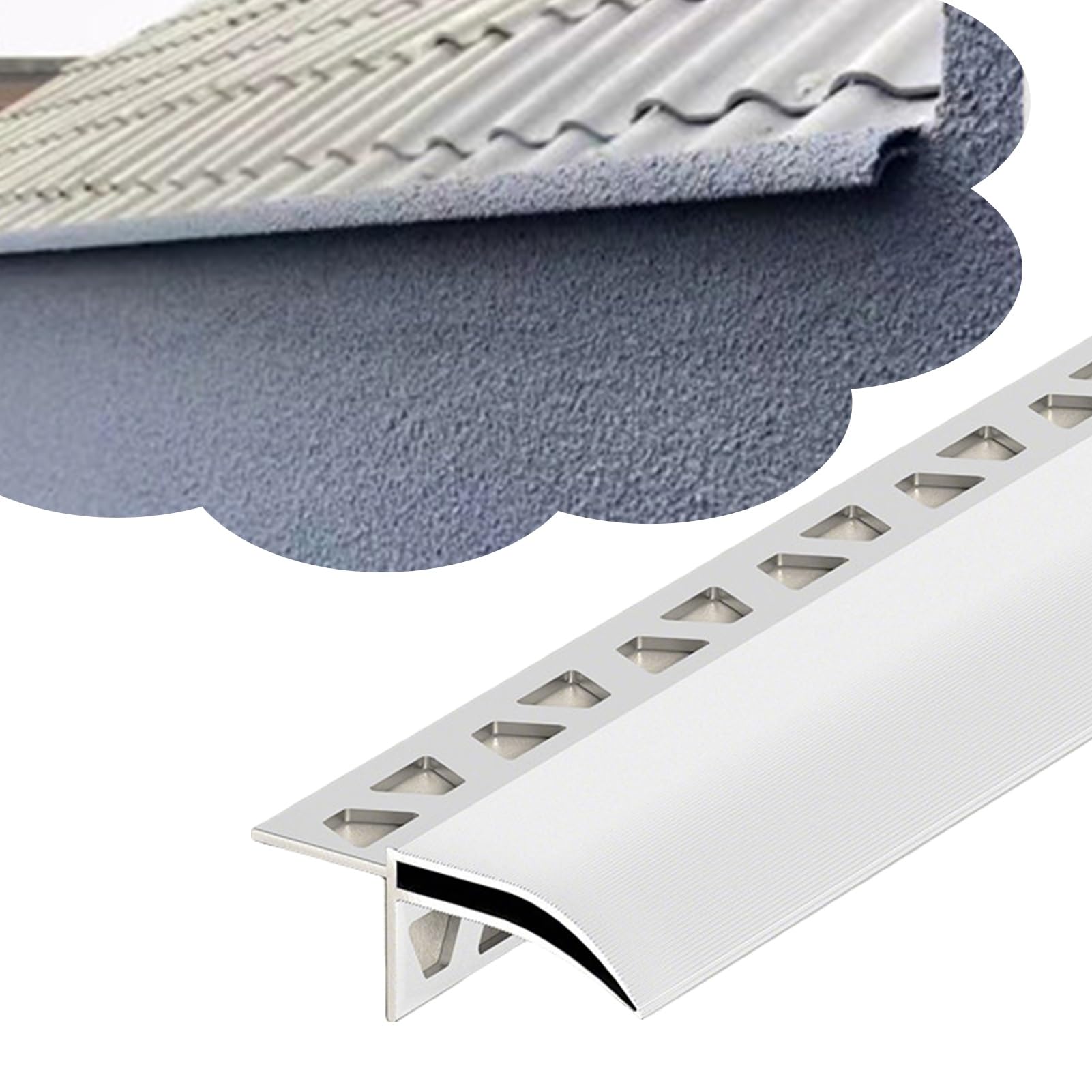 Aluminum Rainwater Diverter Profile, Anti-Moisture Waterproof Roof Wall Edge Protector, Embedded Rainwater Drainage Eaves Drip Edge Trim(W65mm/2.6in,6pack-7.5m)