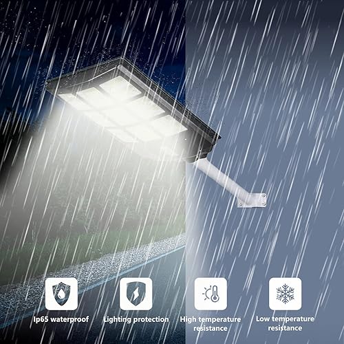 Miniatura 5 de Vipbera - Luces solares de 1000 W con sensor de movimiento para exteriores, luz de calle solar del atardecer al amanecer al aire libre con luz de