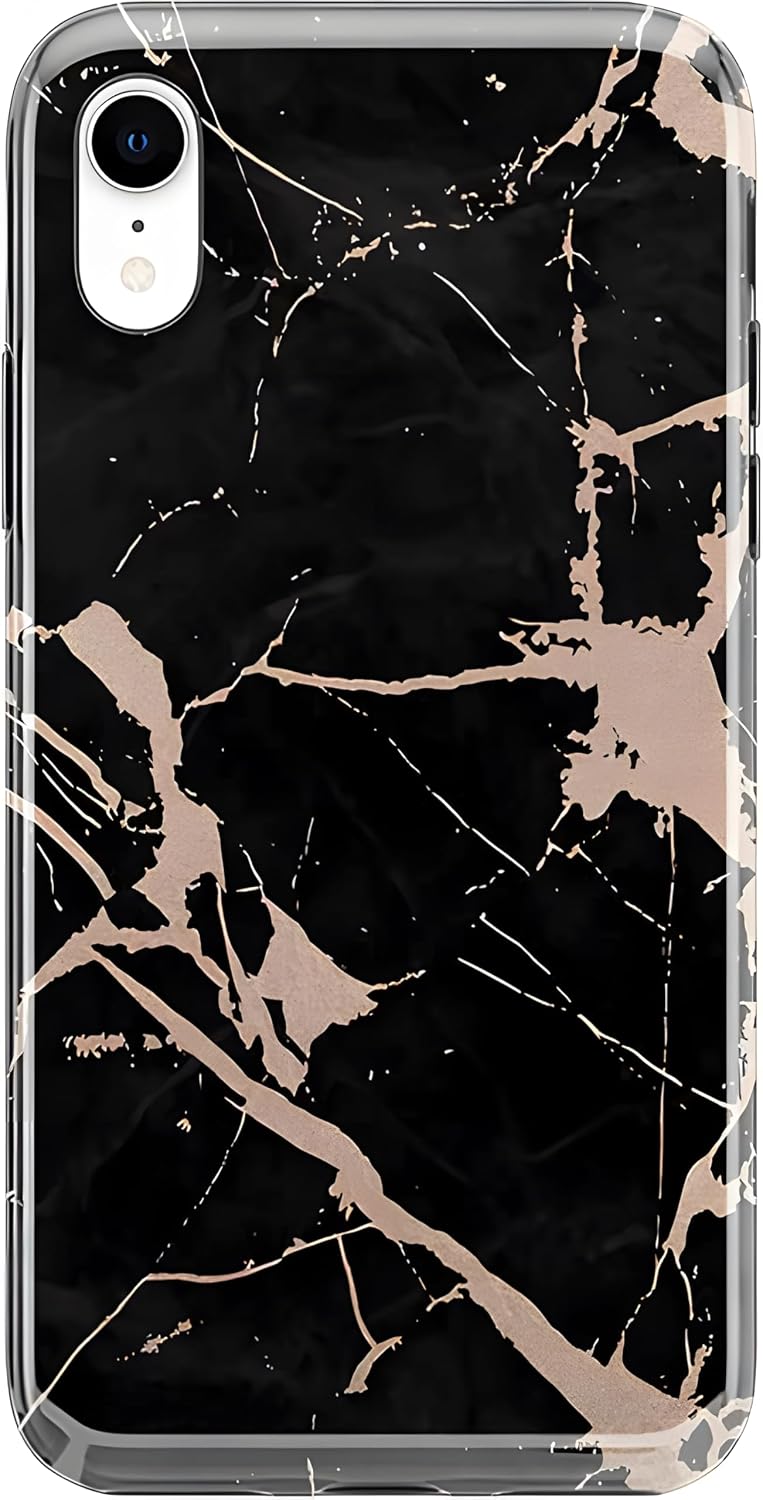 Casely iPhone XR Case | Hidden Gem | Rose Gold and Black Marble | Classic Ultra Slim Design