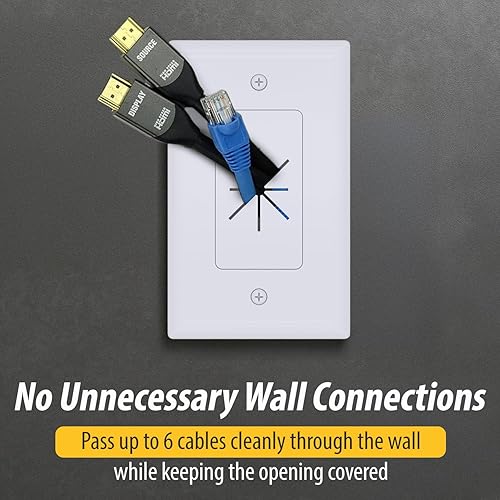 Miniatura 5 de DataComm Electronics 45-0014-WH - Placa de cable con apertura flexible, color blanco