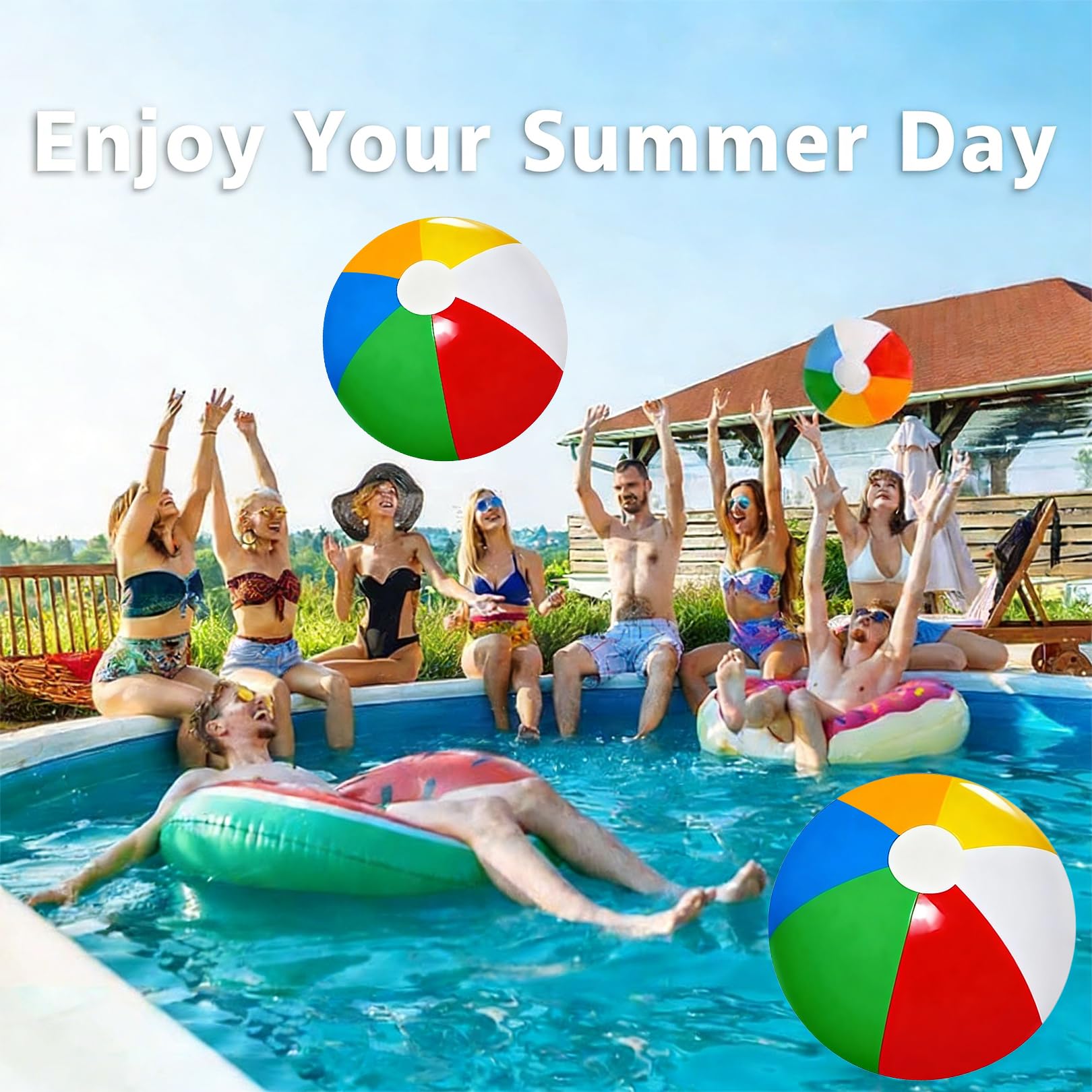 Lot de 2 ballons de water-ball, gonflables, jouets de piscine, ballons de plage, 40 cm, pour bébé