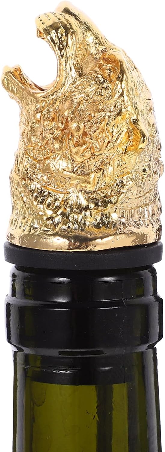 SOLUSTRE Tiger Head Wine Aerator Pourer Spout Antique Animal Bar Liquors Bottle Pourer Liquors Bottle Pourers Wine Decanter Creative Wine for Whiskey Golden