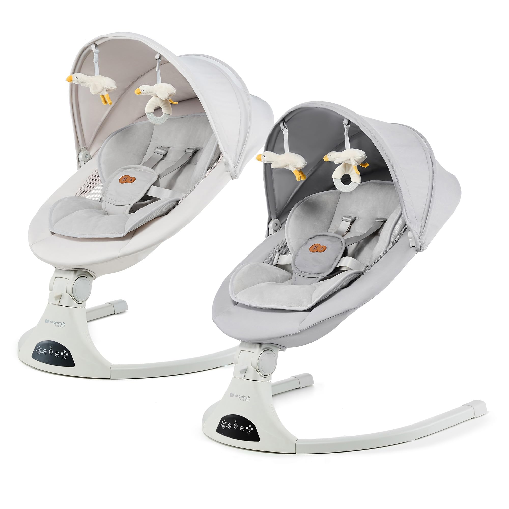 Kinderkraft TULSY Balancín eléctrico para bebé, 5 niveles de intensidad, silla saltante para bebés, 12 melodías preestablecidas, juguetes desmontables, ajustable, ligero, Bluetooth y USB, arnés de 5