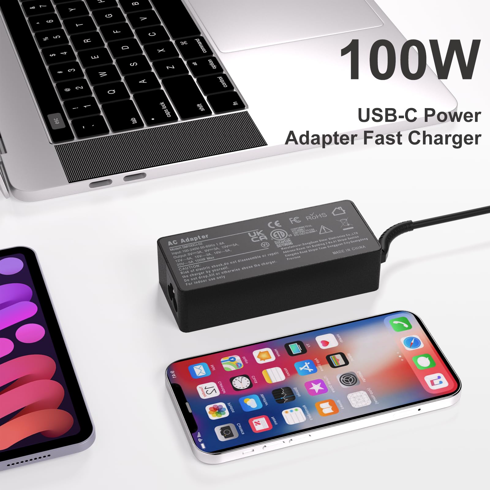Caricatore USB-C 100W Per Acer Swift, Spin, Edge, Chromebook – 8 Adattatori Inclusi