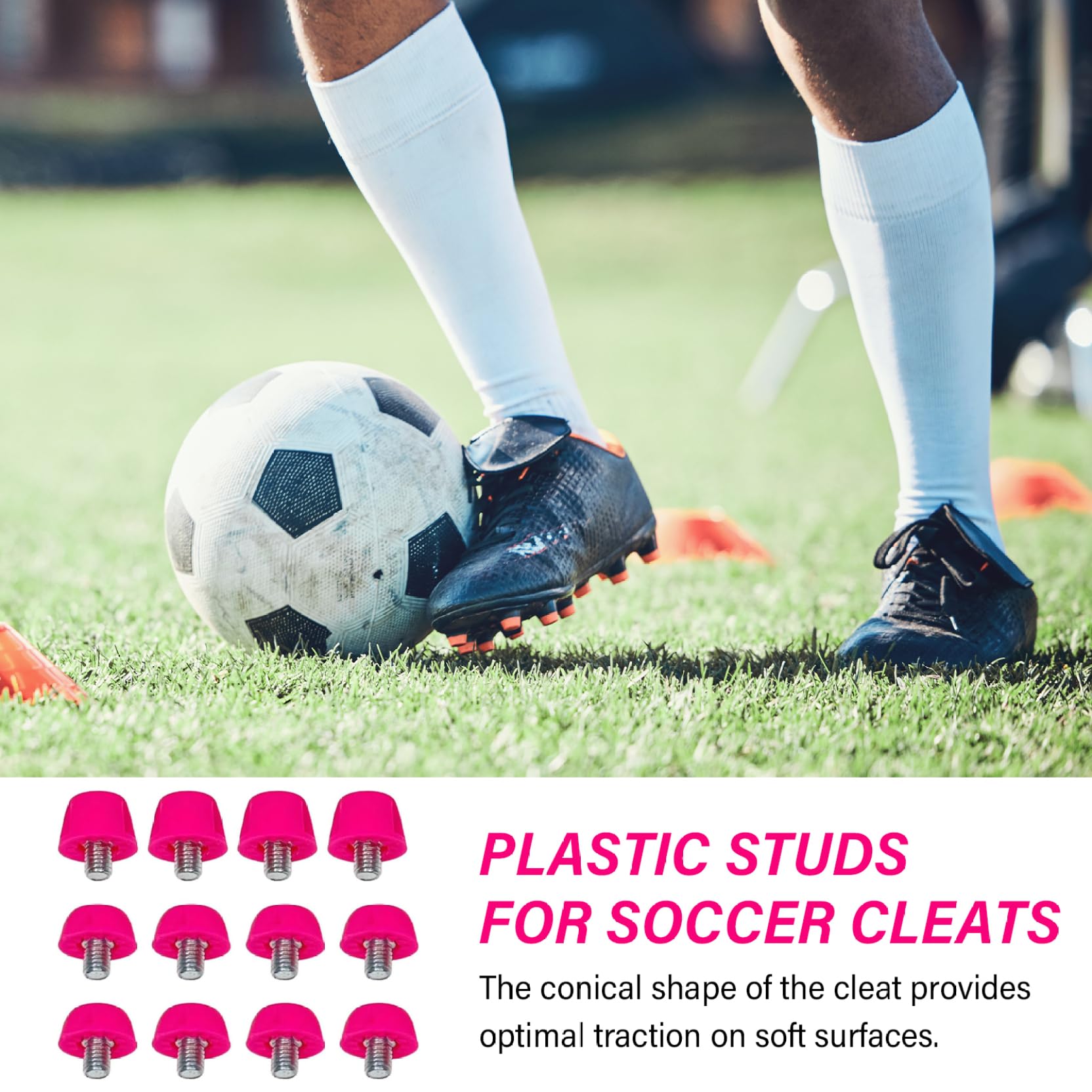 Crampons en Plastique pour Crampons de Football, 12 pièces, 7 mm et 10 mm, à Visser avec clé M 5, de Remplacement pour Terrain Football