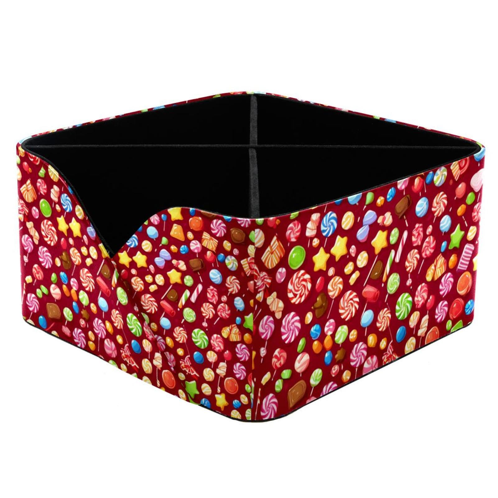 Boîte de rangement pour enfants et femmes motif bonbons rouges ludique