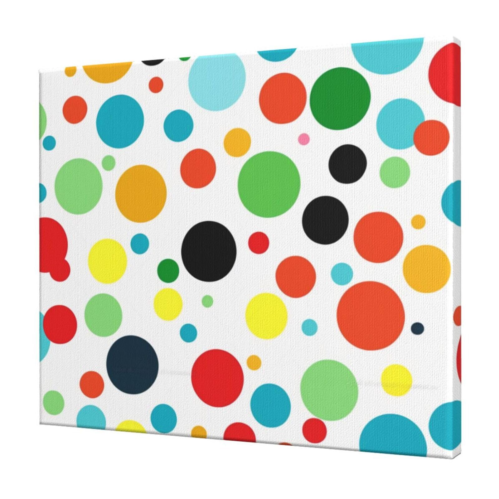 YKLJG Twister Polka Dots Printed Wall Art Canvas Prints 60x50 CM Wooden Framed Picture Painting Artwork for Bedroom Kitchen Home Office Decor