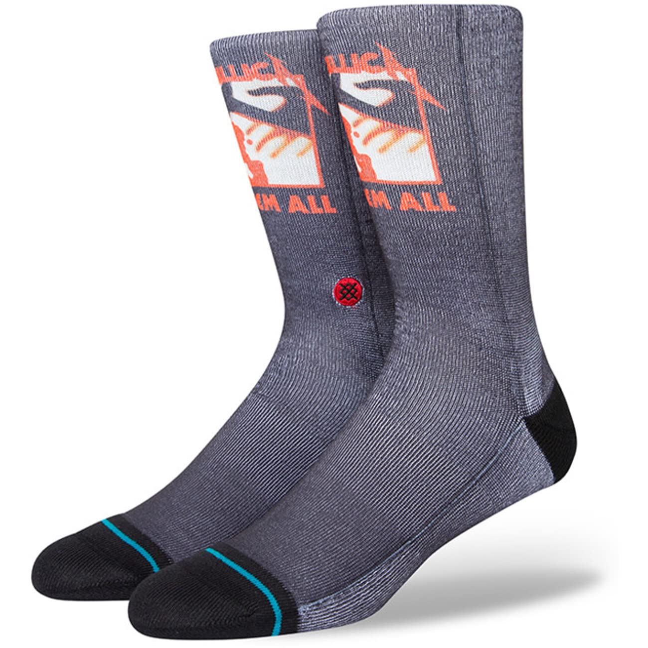 Stance Black Kill Em Dead Crew Socks Metallica Large Calf Uk Sizes 8 - 12.5