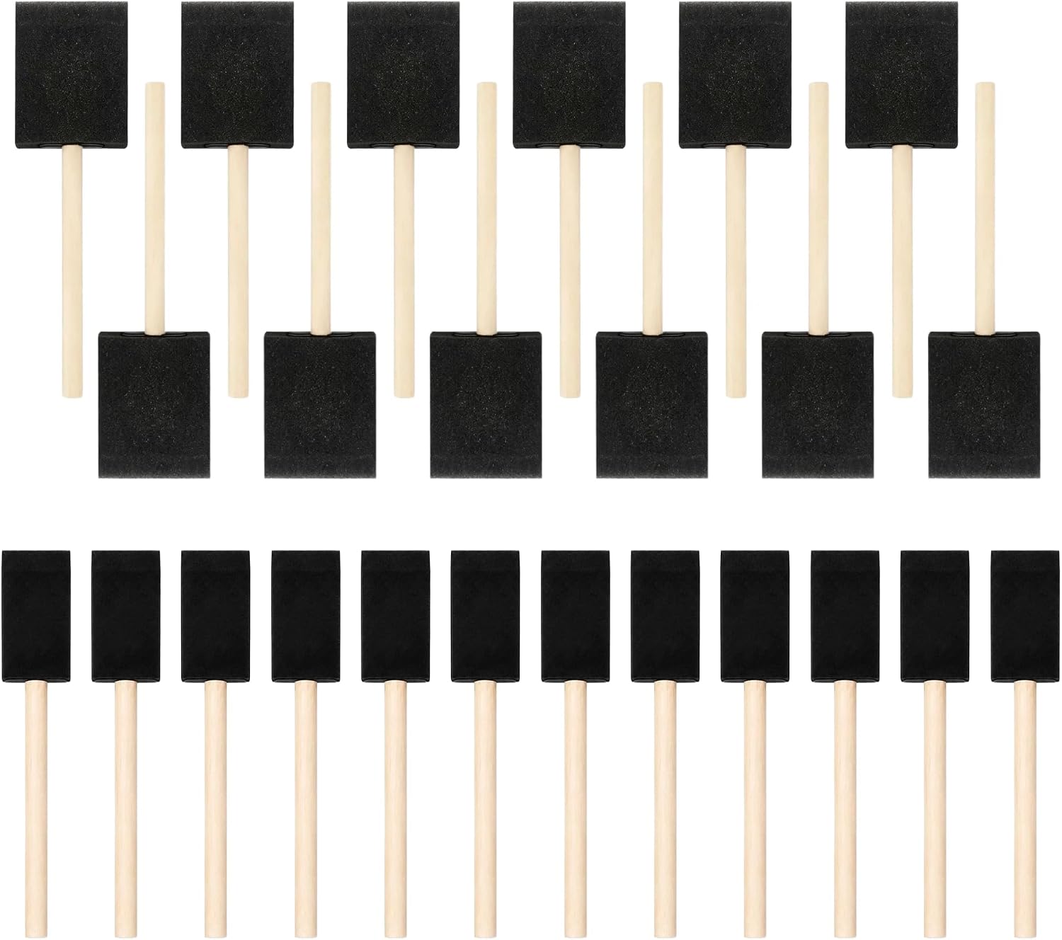 24Pcs 1in & 2in Foam Paint Brushes for Acrylic, Staining & DIY Crafts