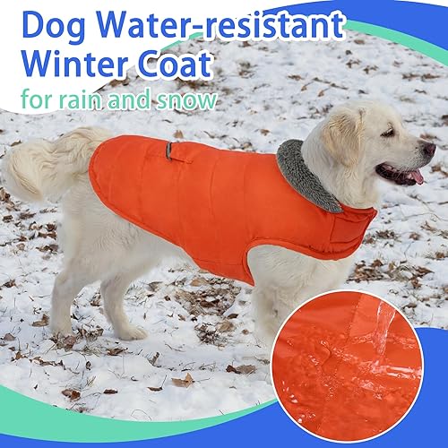Miniatura 10 de MIGOHI Abrigo cálido para perro chaqueta de invierno para clima frío chaleco reflectante a prueba de viento ropa gruesa para perro con agujero para