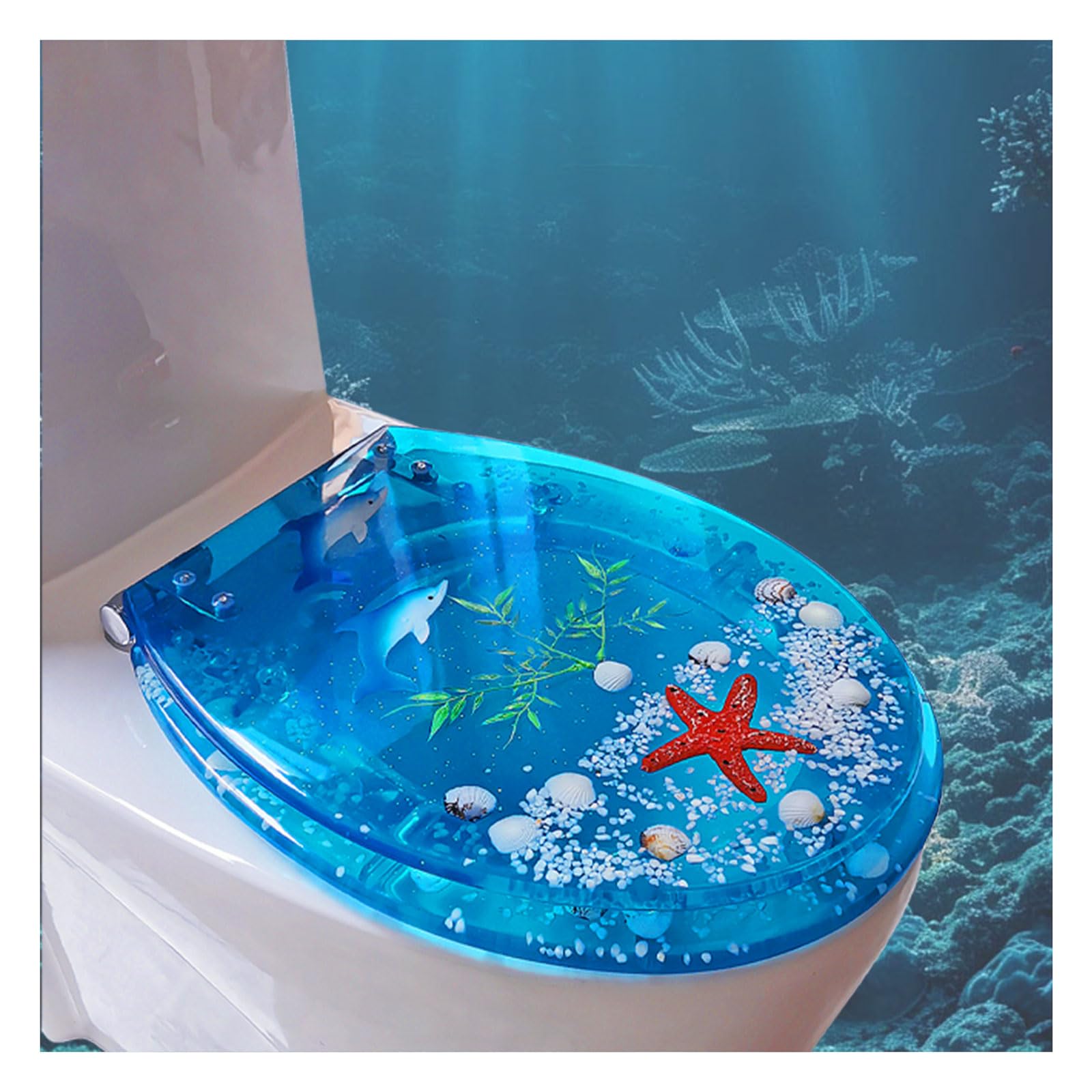 Abattant WC résine étoiles de mer : fini les bruits et la lunette qui bouge