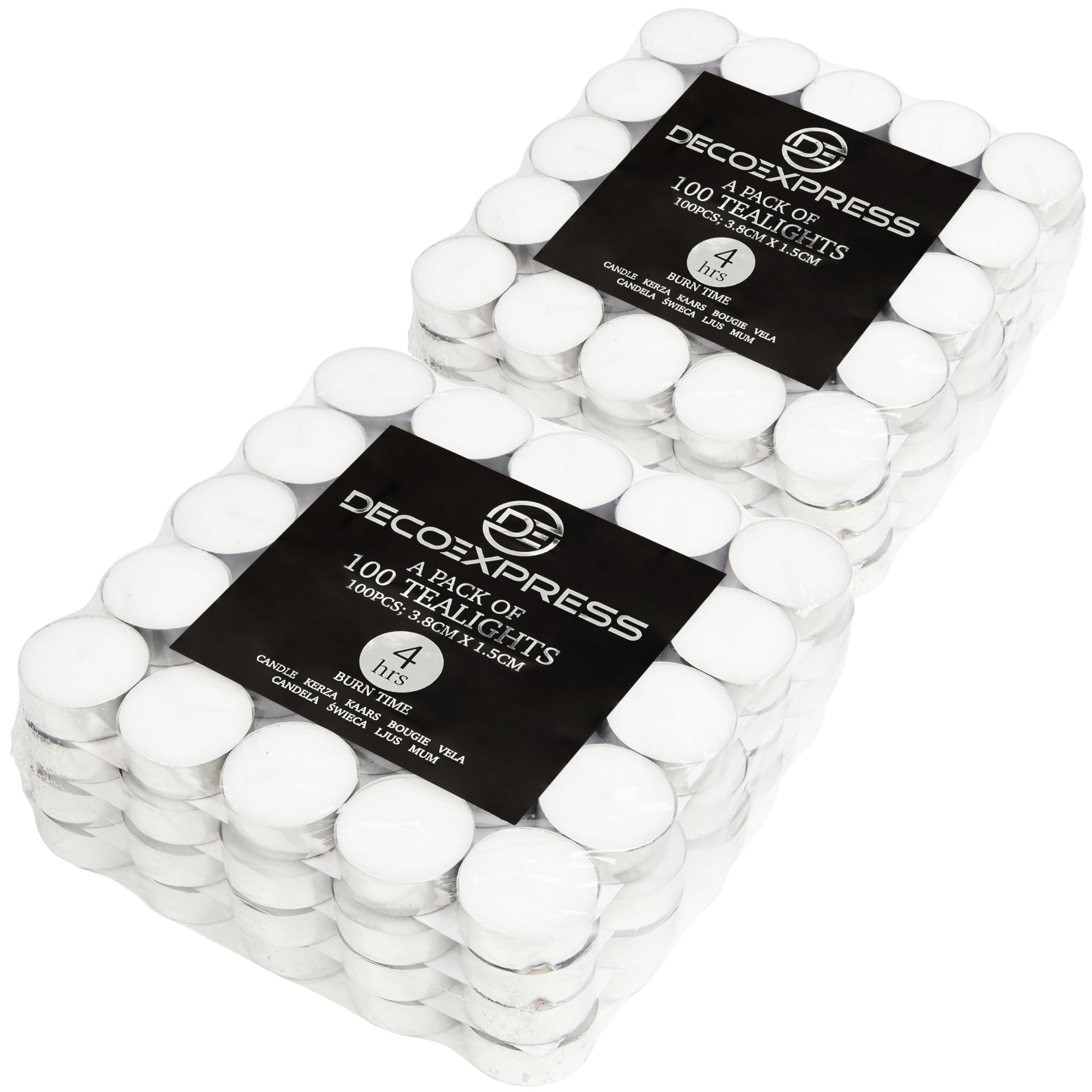 Candele Tealight Bianche 100 Pezzi - Lumini Non Profumati, Durata 4 Ore, Per Casa E Eventi - Foto 3