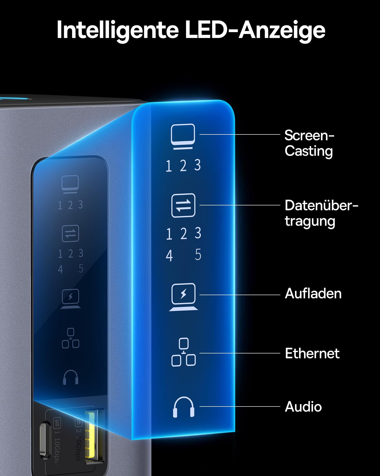 Baseus Spacemate Displaylink Docking Station USB C 11-in-1, 3 Monitore 4K, 10Gbps USB-C/A, 100W PD, Ethernet, Audio, für M1/M2/M3/Win und MacOS