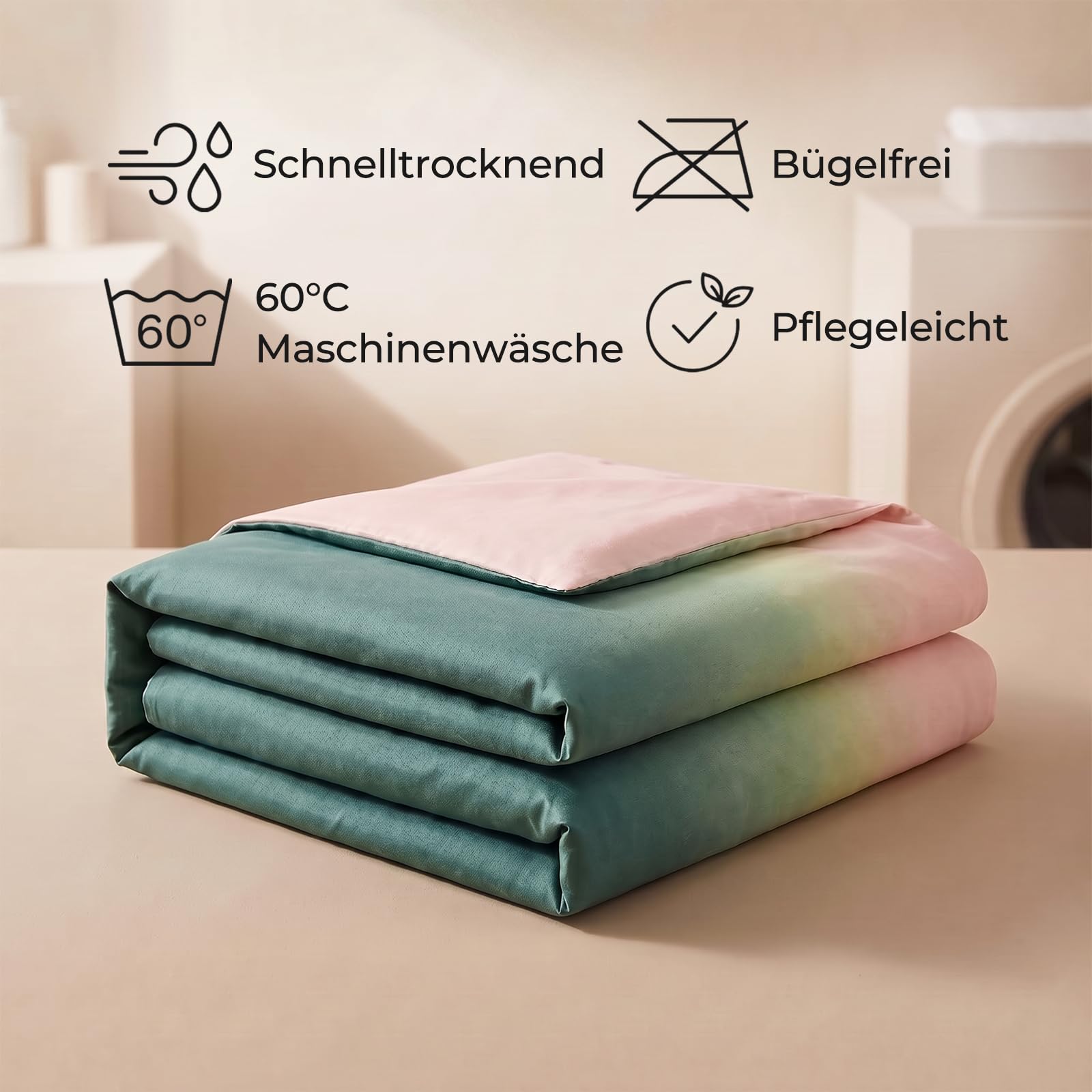 Soifox Juego de ropa de cama de 200 x 220 cm, color verde, microfibra, funda nórdica de 200 x 220 cm, con 2 fundas de almohada, no necesita planchado ni arrugas, moderno, funda nórdica con cremallera