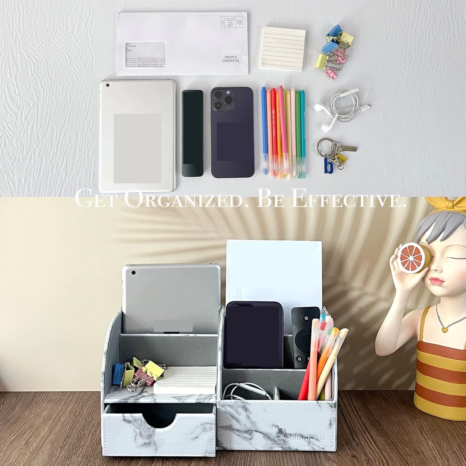 Portaoggetti da scrivania Organizer Da Scrivania Multifunzionale Portapenne Da Tavolo In Pelle Scatola Portaoggetti Penna Per Biglietti Da Visita Accessori per materiale d'ufficio