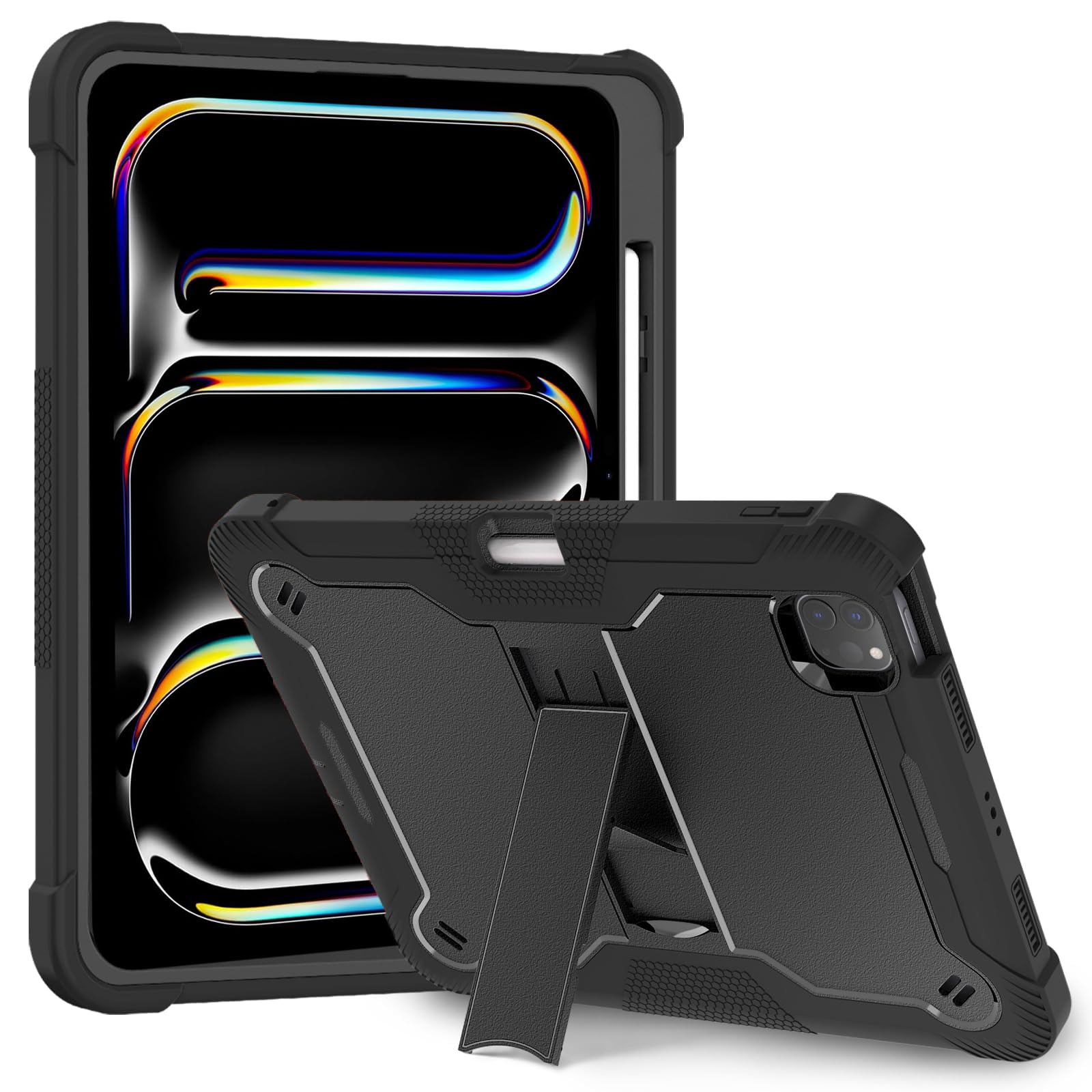 ProElite Rugged Shockproof Heavy Duty Back Case Cover for Apple iPad Pro 11 inch M4 2024 with Apple Pencil Holder, Black (B0D6N8QPNX) Amazon Price History, Amazon Price Tracker