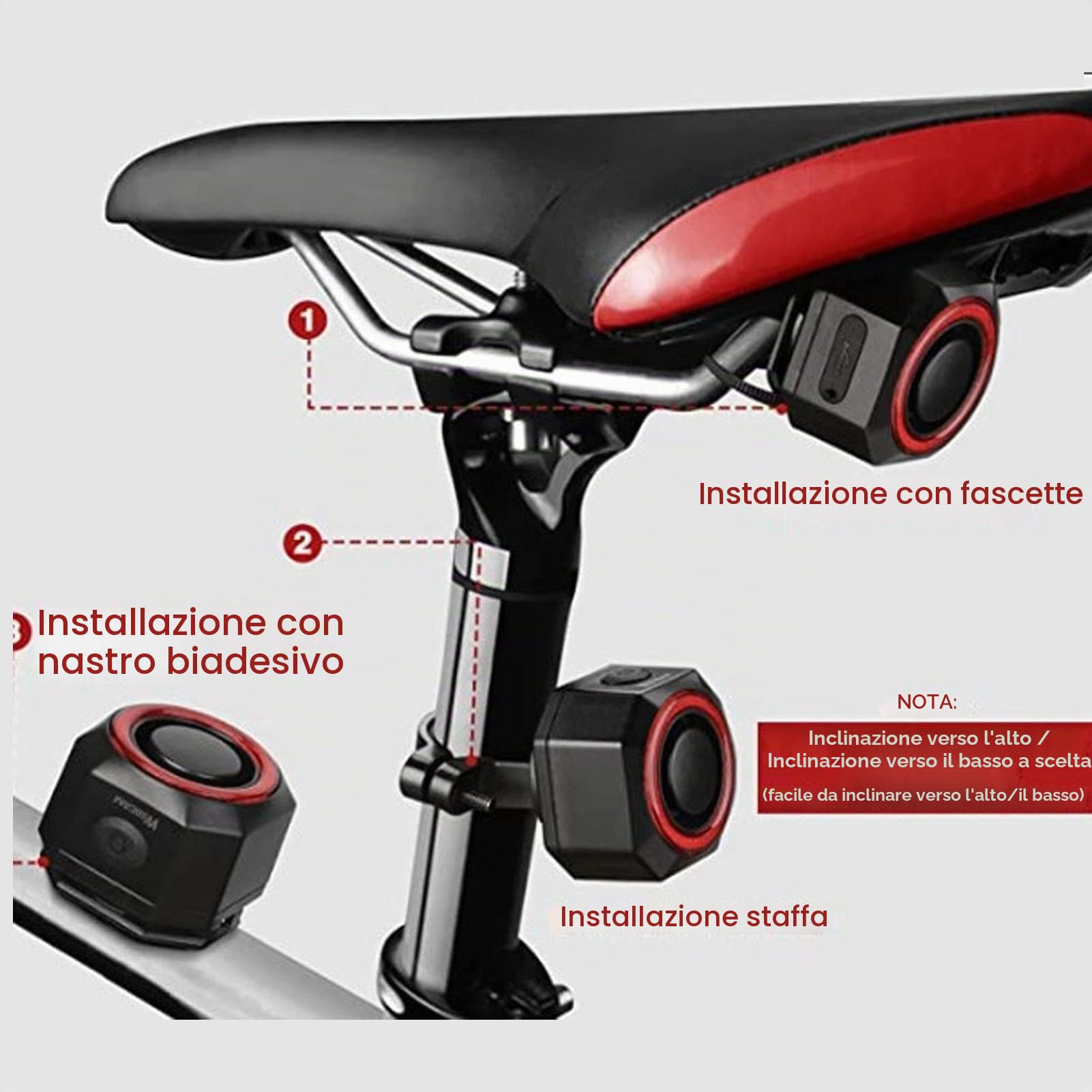 Fockety Smart Bike Tail Light, Senza Fili USB Ricaricabile Anti-Furto Fanale Posteriore per Bici con Telecomando, Luce Posteriore Impermeabile per Bicicletta per Auto Scooter