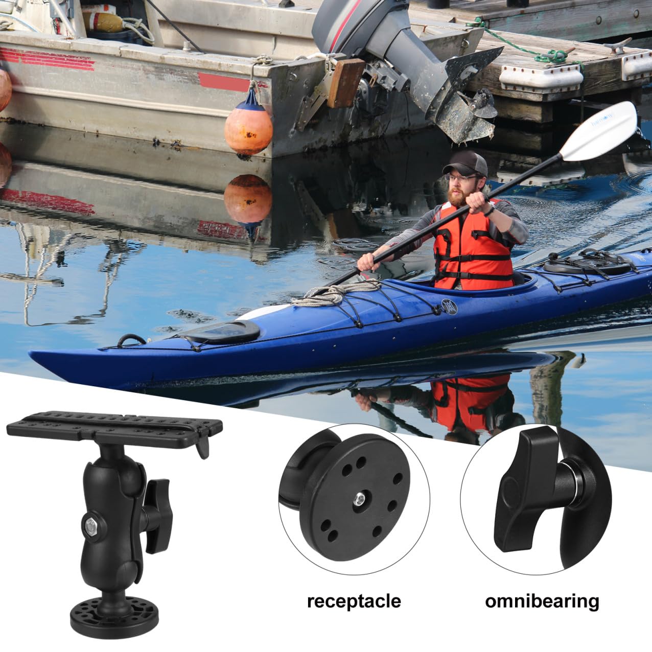 3st Halterung Für Fischfinder Fischfindergestell Kajakzubehör Universelle Montageplatte Kajak-fischhalterung Halterung Für Fischfinder Fischregal Rotieren Kanu Plastik