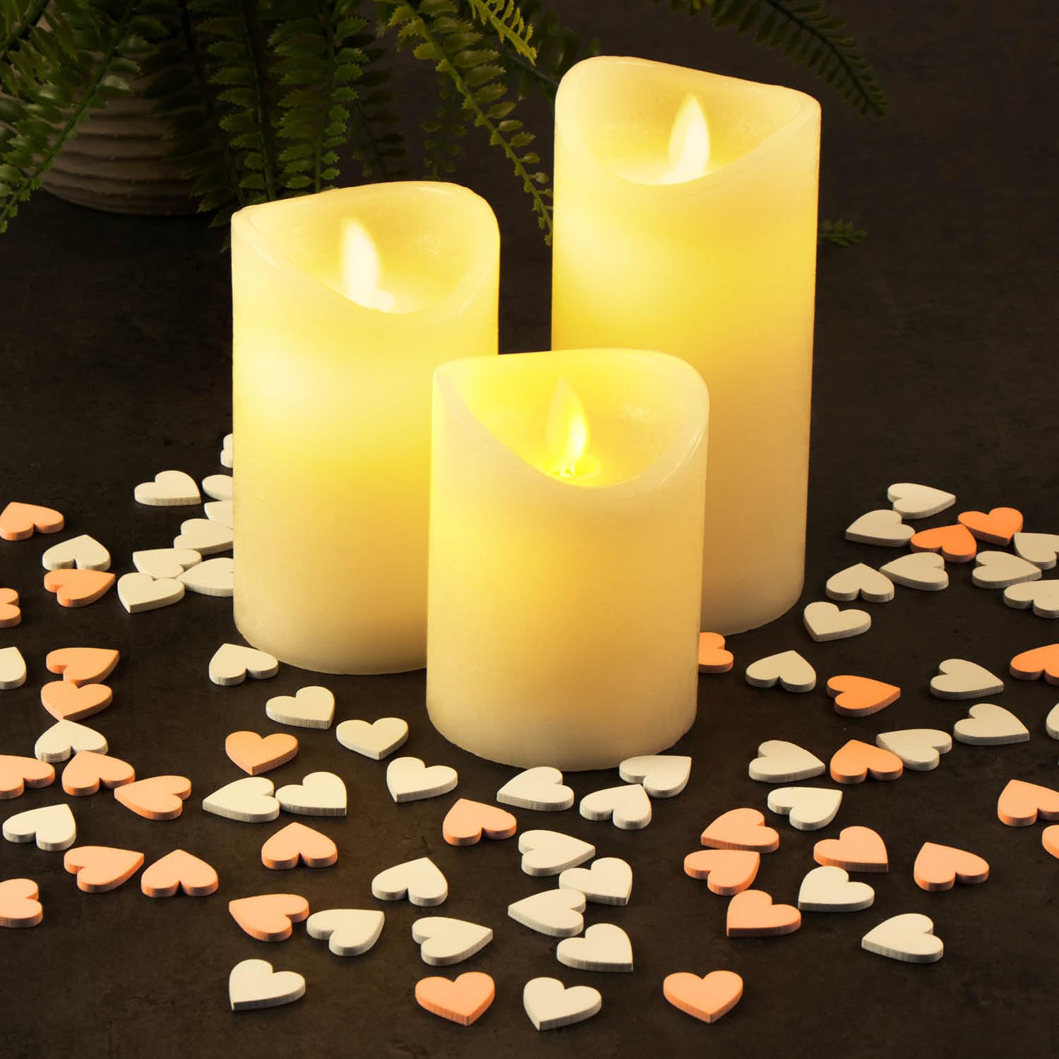 COM-FOUR® 200x mini Heart Scatter Decorations, Pink & White Wooden Hearts for Crafts - Image 2