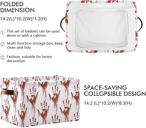 Miniatura 2 de Cesta de almacenamiento grande para Halloween, diseño de zombi sangriento, plegable, organizador con asas para dormitorio, hogar, oficina
