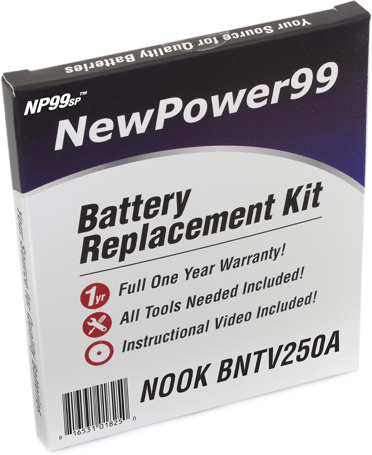 Battery Replacement Kit with Battery, Instructions and Tools for Nook Tablet Model BNTV250A