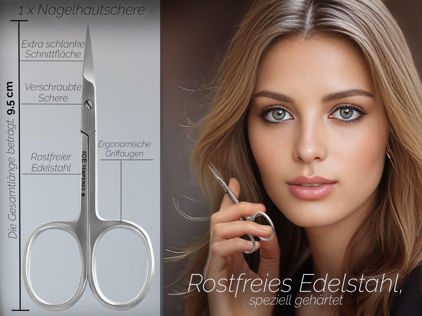 Profi Nagelscheren-Set - Hautschere Gebogen - Kombi Set für Finger und Fußnägel