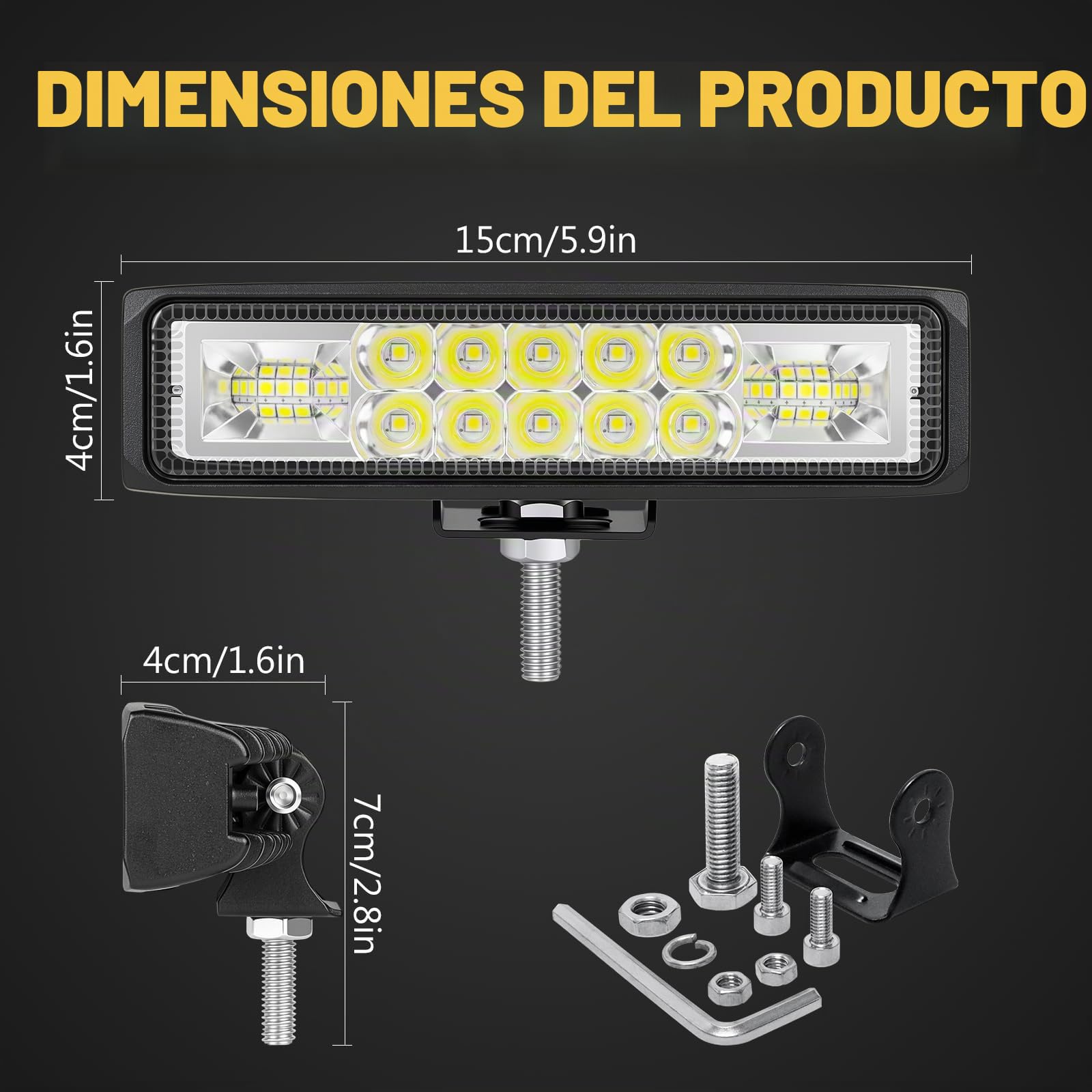SKYWORLD 4PCS Faros de Trabajo LED, 6 pulgadas 15cm 24W Lámpara trabajo led 12V 24V Focos Led Tractor Impermeable Luz de Niebla para Off road Camión Coche ATV SUV 4x4, 6000K Blanco faros antiniebla