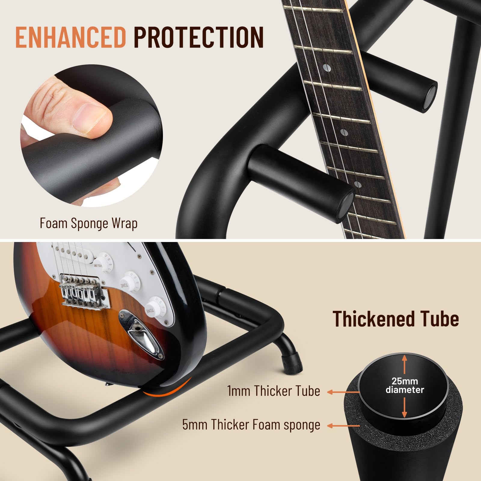 CAHAYA Supporto Universale per 3 Chitarre Supporto per Chitarra con Spessa Imbottitura in Gomma Cavalletto per Chitarre Classiche, Acustiche, Elettriche e Bassi CY0344