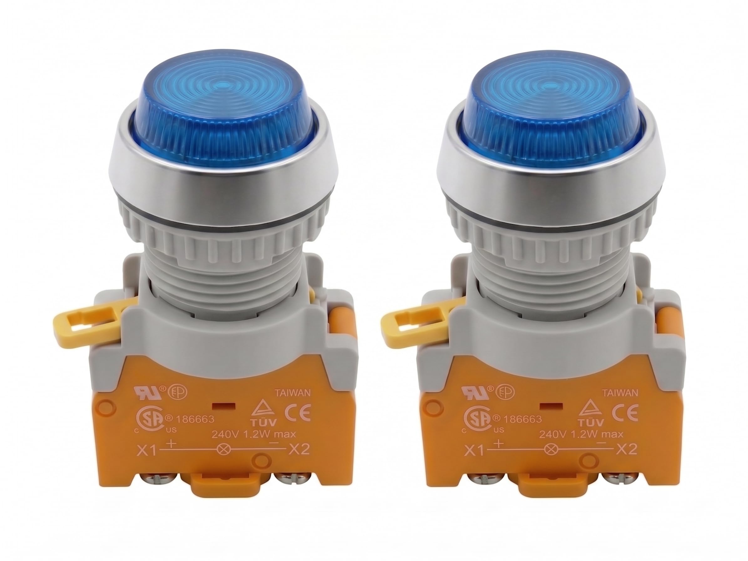 Alpinetech 2PCS PLN-22A 22mm Panel Indicator Blue LED Light (110