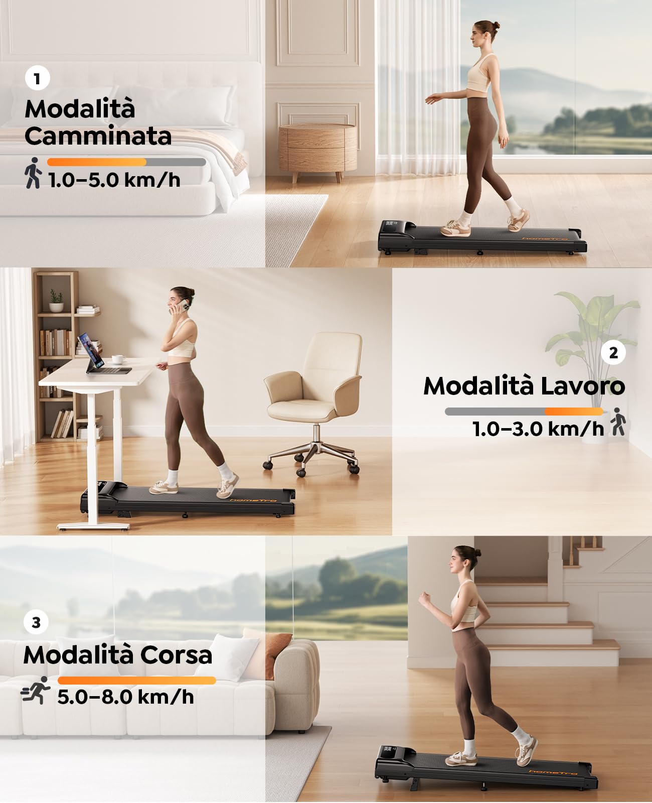 Tapis Roulant Elettrico per Casa e Ufficio | Walking Pad Pieghevole con Inclinazione Manuale, Velocità 1-8 km/h, Controllo da App e Telecomando, Design Salvaspazio, Senza Montaggio
