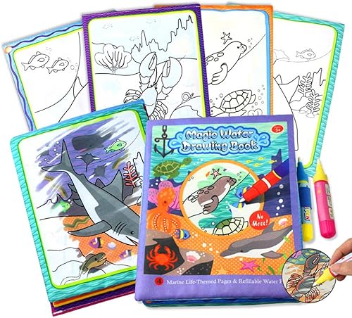 Libros de dibujo mágicos, libros de tela de dibujo de agua (2.6 x 8.3 pulgadas) con 2 bolígrafos de garabatos, tela reutilizable Wow Doodle para