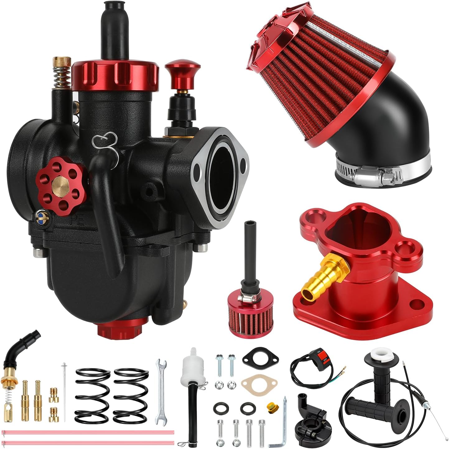 PE22 Carburetor Carb Throttle Assembly Main Jets Kit Compatible with Predator 212cc 224cc 196cc Coleman Mini Bike CT200U BT200X B200R KT196 Go Kart Baja Warrior GX160 OHV Clone Engine Parts