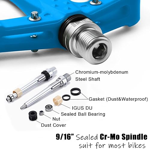 Miniatura 3 de BOWOD Pedales de bicicleta, pedales de MTB sin clip planos, pedales compuestos de nailon ligero con 20 pines por pedal, pedales de bicicleta de