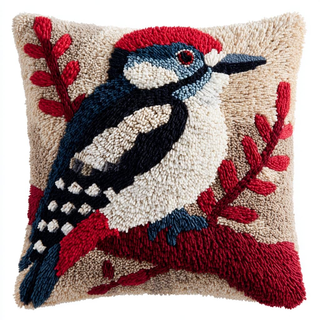 WallustrioaW Latch Hook Pillow Kit,Animals Birds