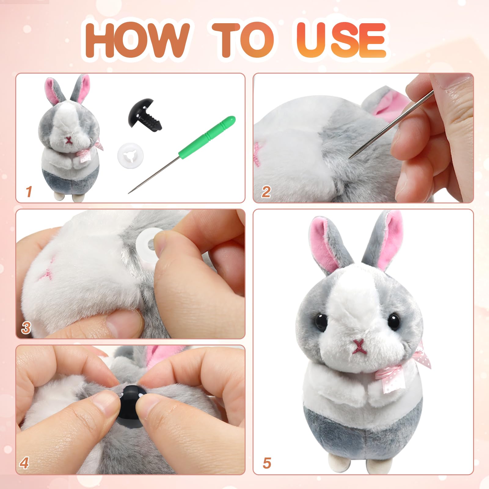 Yeux De Sécurité Amigurumi TOAOB - 8 Pièces 24mm Noirs Avec Rondelles Pour Peluches Et Poupées DIY