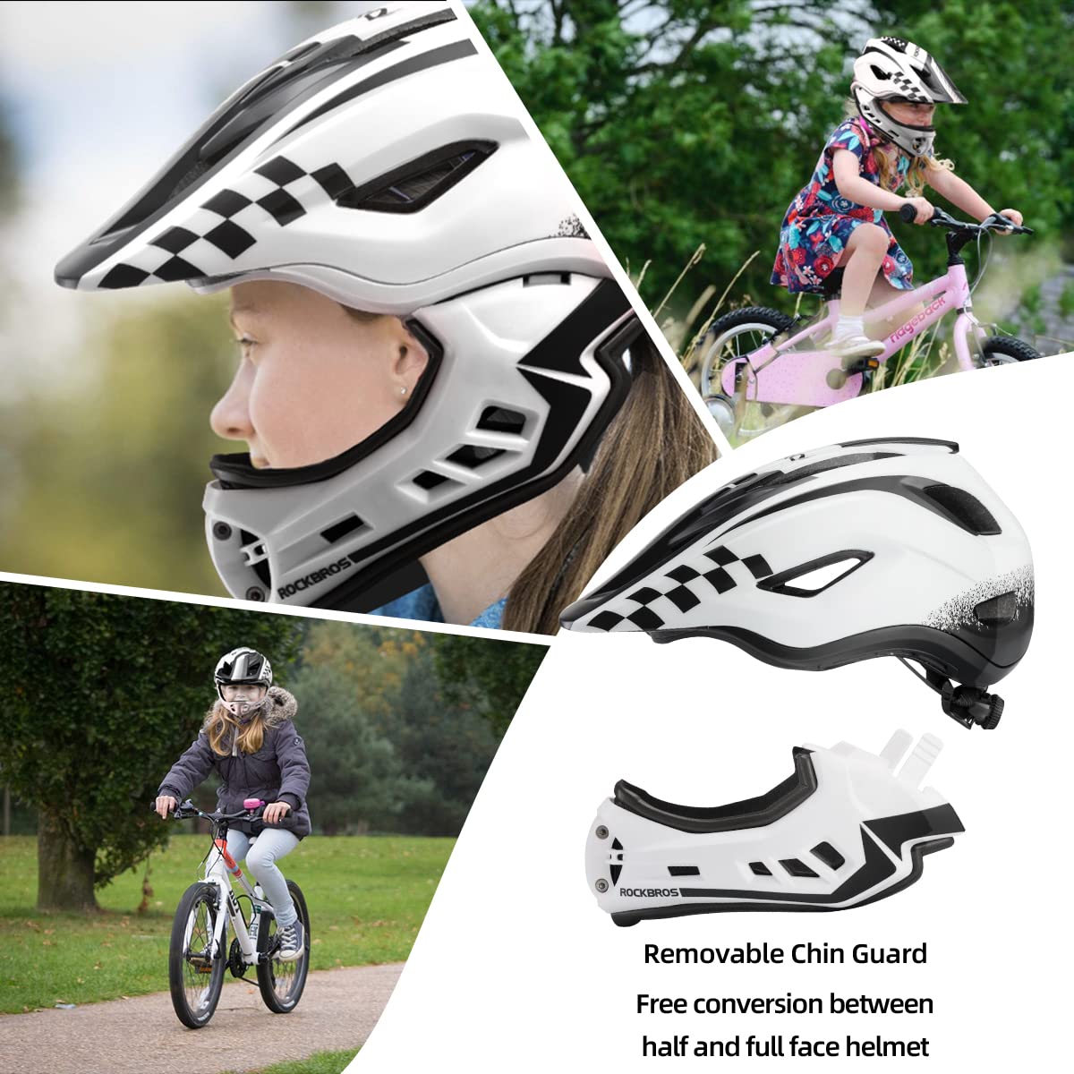 Rockbros Kids Full Face Bike Helmet Lightweight Toddlers Helmets