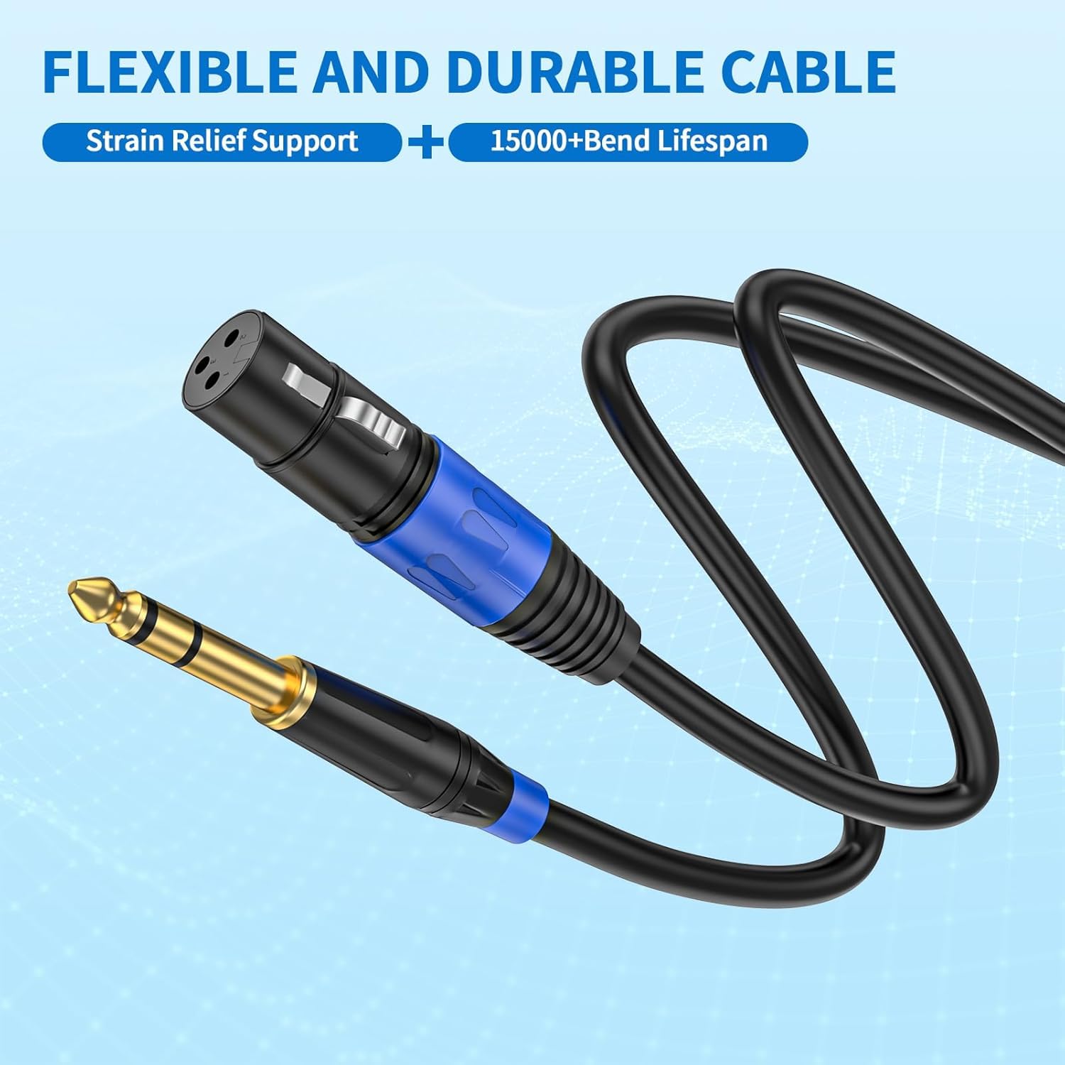 Mikrofonkabel XLR auf 6,35 mm TRS Mono-Klinkenstecker, symmetrische 3-polige XLR-Buchse auf Viertel-Zoll-TRS-Stecker, Mikrofonkabel für dynamisches Mikrofon, 2 Stück