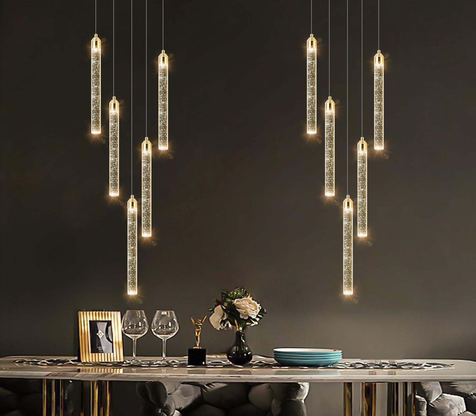 Mini lustre moderne suspendu lumières LED bulle cristal cuisine îlot luminaires or mini pendentif éclairage pour cuisine îlot salle à manger chambre bar dimmable plafonniers suspendus 2700K 6000K
