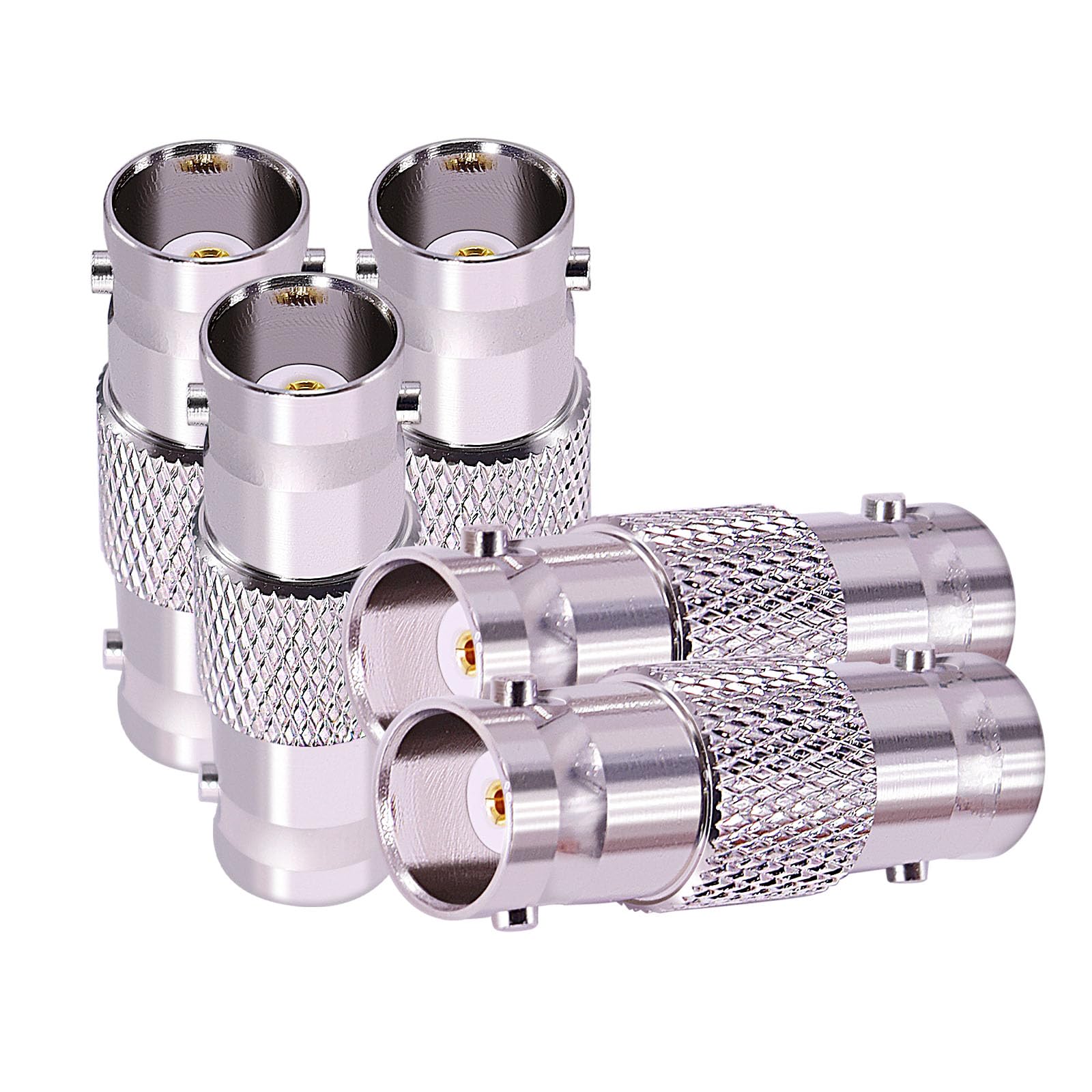 CNARIO 5pcs BNC Adapters Female to Femal Coax Coaxial Connector for 3G/6G HD SDI Cable Switcher CCTV Video Transmitter Camera System