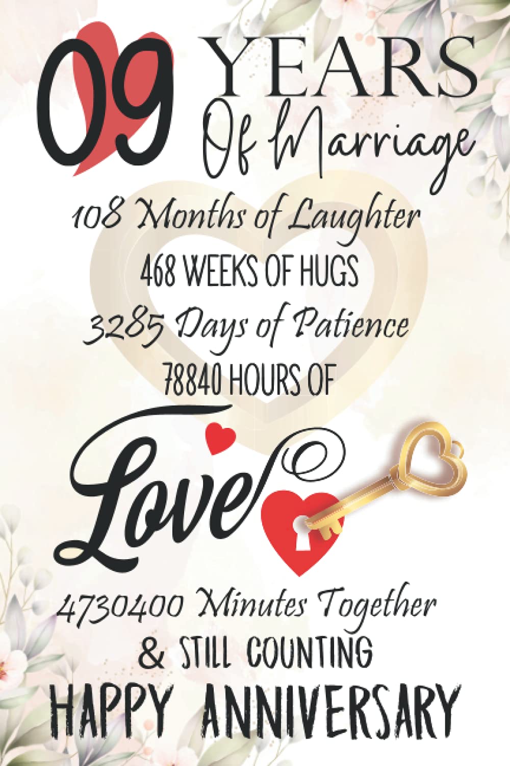 9 Years Of Marriage: Funny 9th couple wedding anniversary gift for both, her and him, lined Notebook, 100 pages, 6 in x 9 in (15.2 x 22.9 cm)