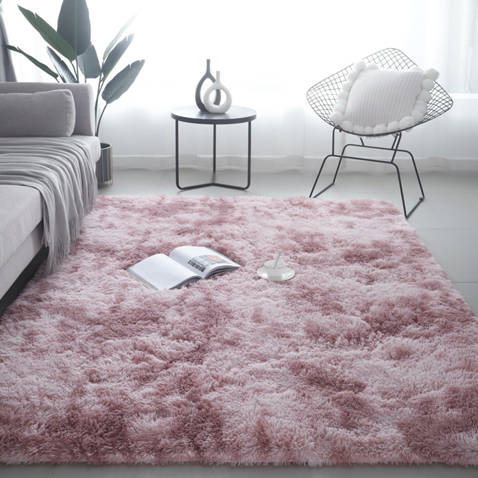 Tapis doux pour salon moderne antidérapant et grand tapis de chambre rose violet