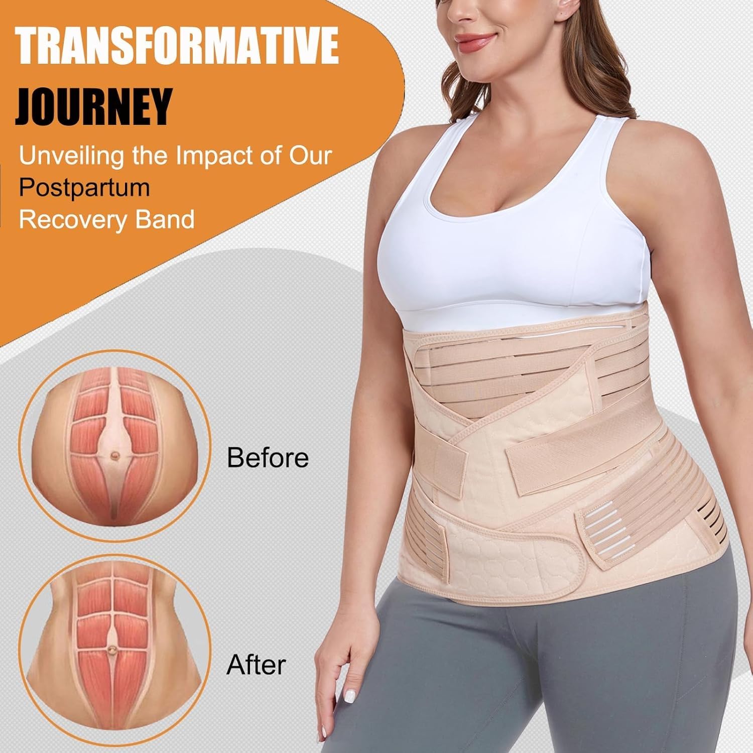Mommora 3 IN1 Postpartum Belt After Delivery/C -Section Belt Postpartum After Delivery/Maternity Abdominal Belt after Delivery Colour - Beige,One Size - Image 6 thumbnail